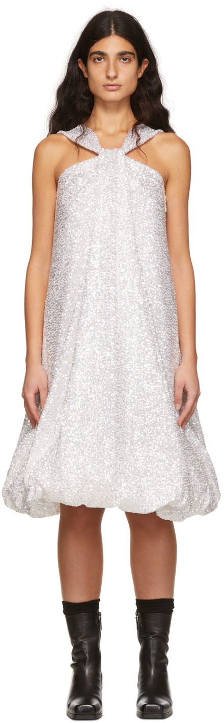Haljina We11done We11done Sequin Bubble Dress Metalik | WD-OP1-22-182-W-WH