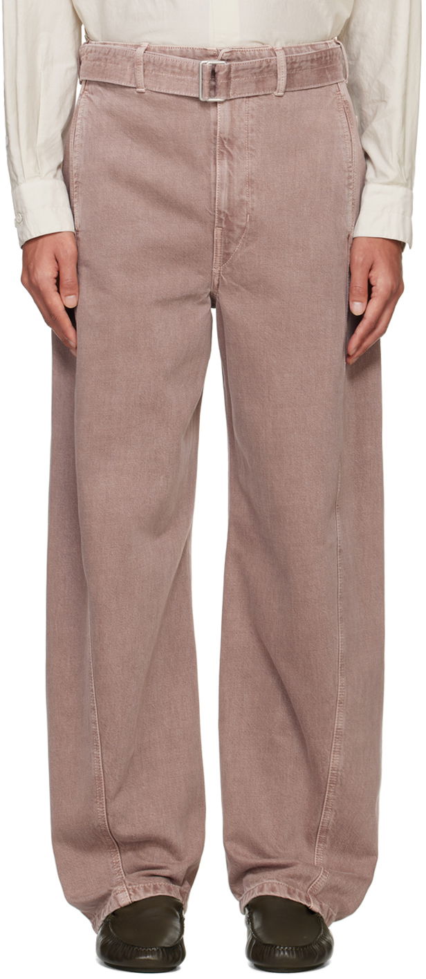 Cargo hlače LEMAIRE Lemaire Belted Wide-Leg Trousers Ružičasta | PA326 LD1017