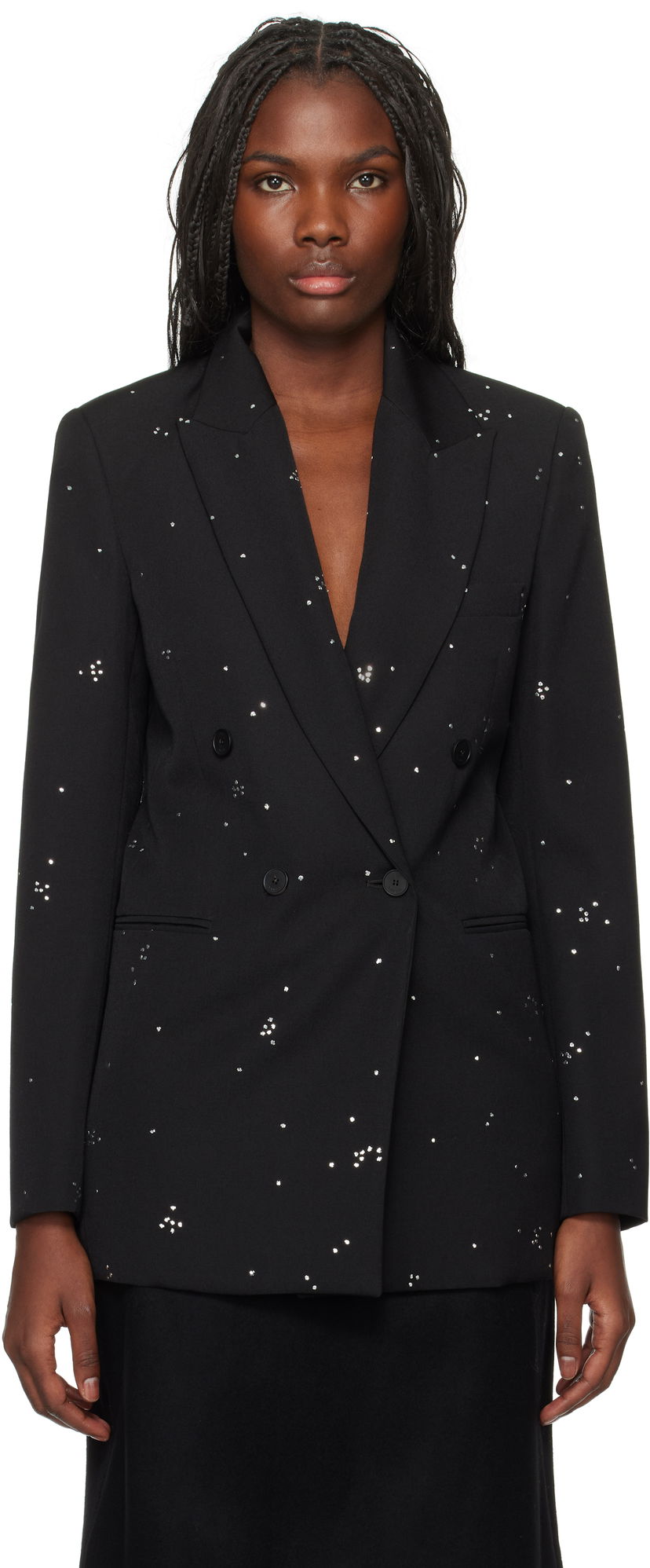 Jakna LANVIN Embroidered Double-Breasted Blazer Crna | RW-JA9003-5576-P24