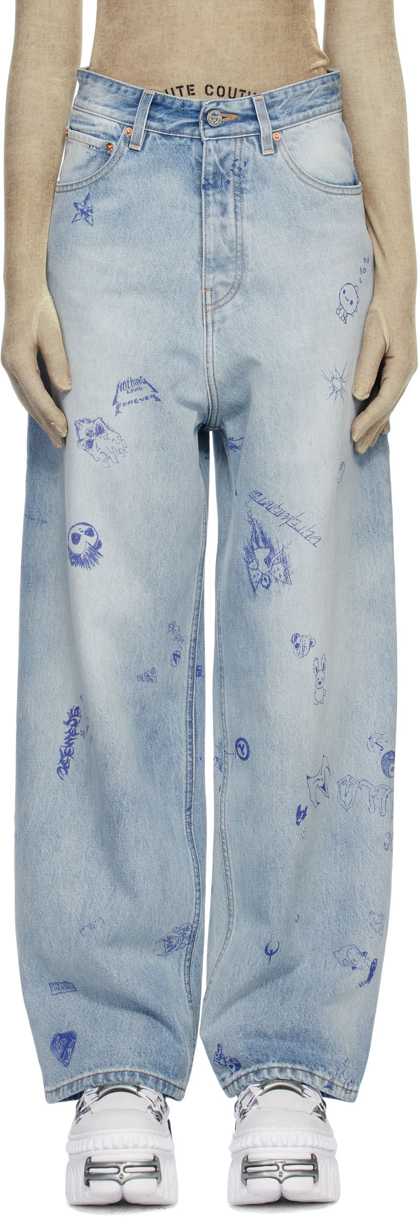 Jeans VETEMENTS Vetements Scribbled Baggy Jeans Plava | UA66PA550L