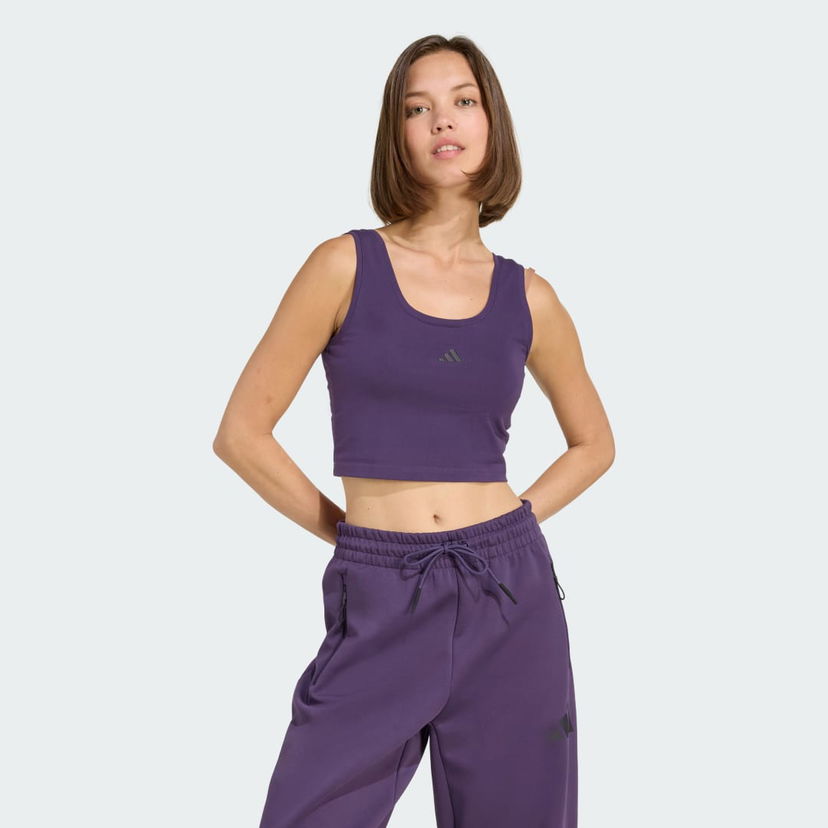 Majica bez rukava adidas Performance Essentials Small Logo Cotton Crop Tank Top Ljubičasta | KB7127