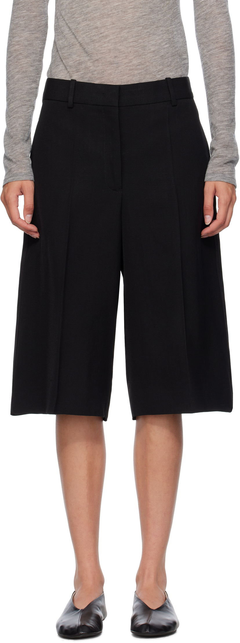 Kratke hlače Jil Sander Jil Sander Viscose Silk Blend Straight Shorts Crna | J01KA0189_J65005