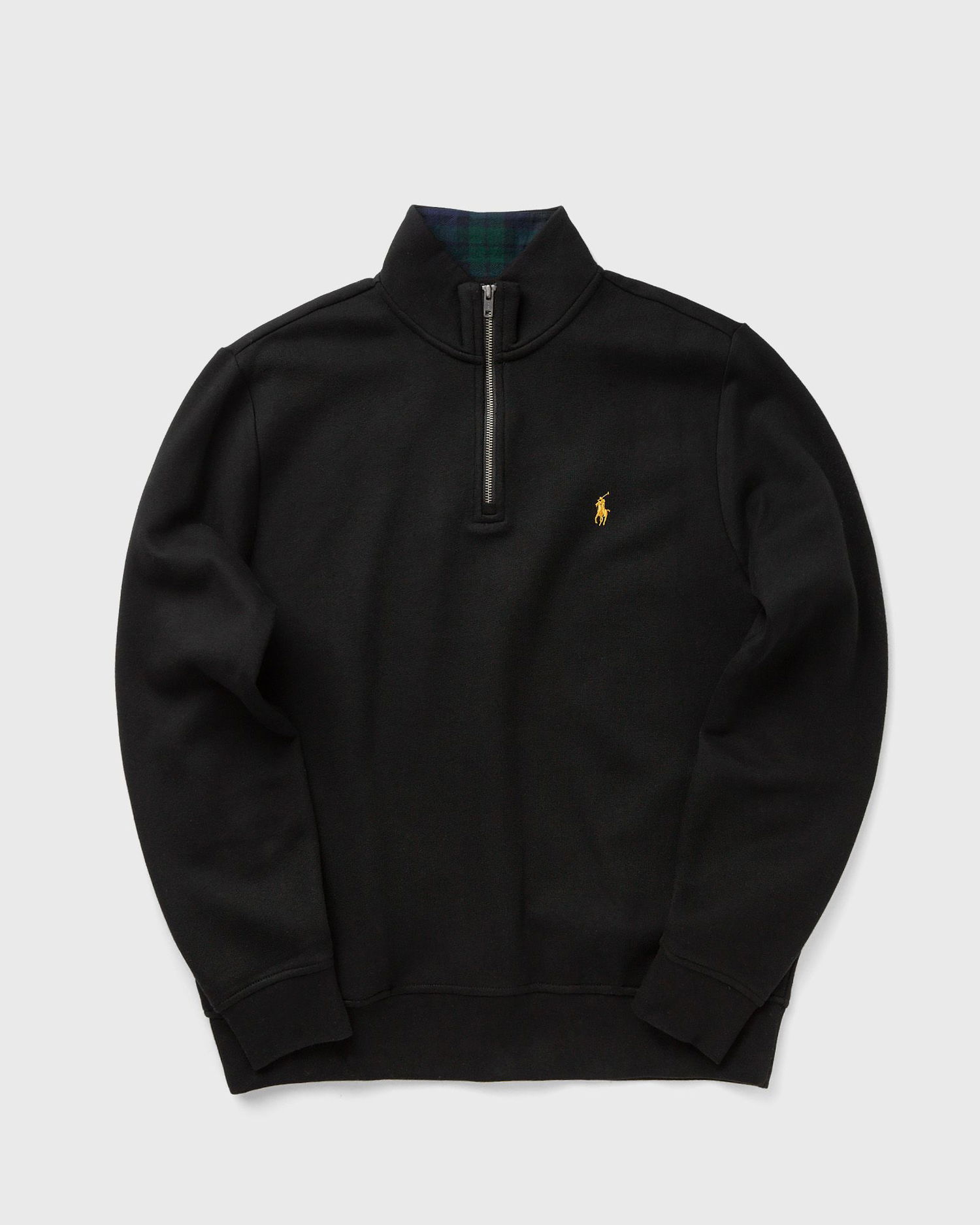Dukserice Polo by Ralph Lauren Quarter-Zip Stand-Up Collar Sweatshirt with Plaid Lining Crna | 710981468001, 0