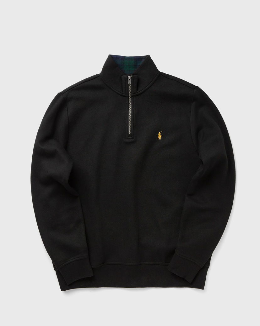 Dukserice Polo by Ralph Lauren Quarter-Zip Stand-Up Collar Sweatshirt with Plaid Lining Crna | 710981468001