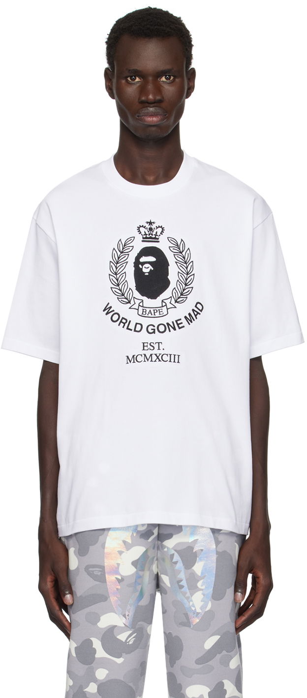 Majica kratkih rukava BAPE Crest College Relaxed Fit T-shirt Bijela | 001TEK801339M