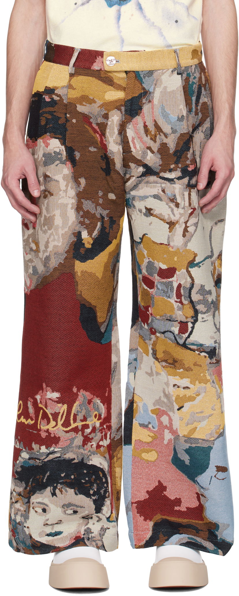 Hlače KidSuper KidSuper Jacquard Paintings Double Pleated Trousers Višebojno | SS25-PT-06