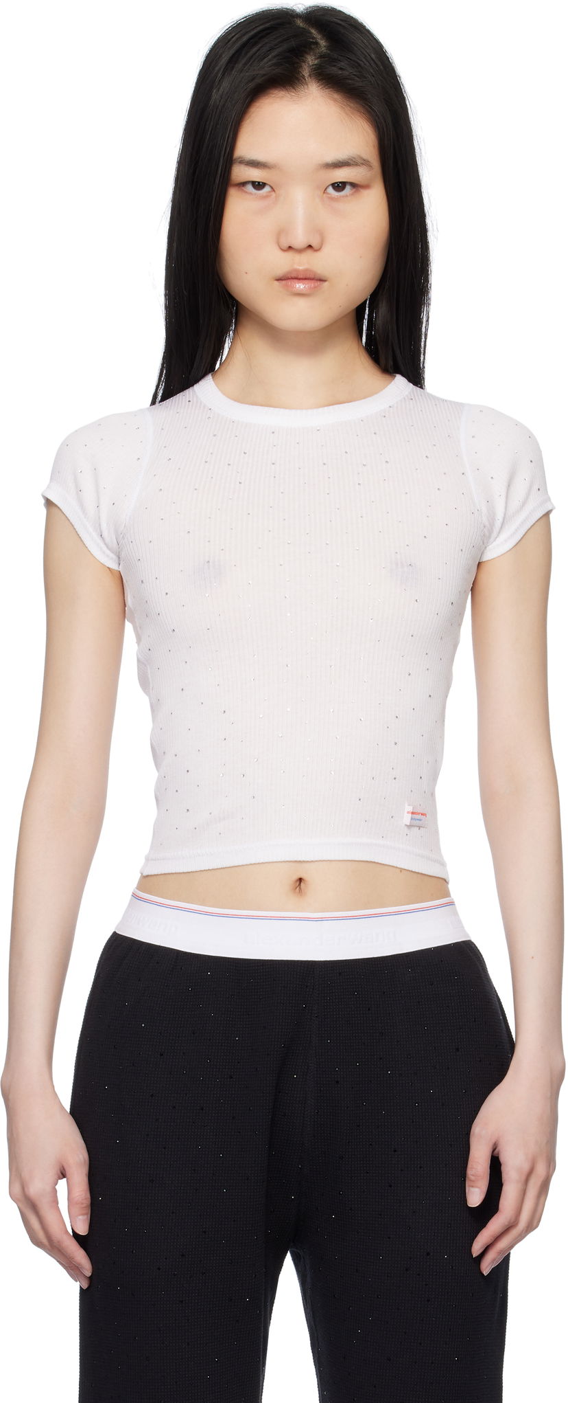 Majica kratkih rukava Alexander Wang White Crystal Hotfix Short Sleeve T-shirt Bijela | WL002T