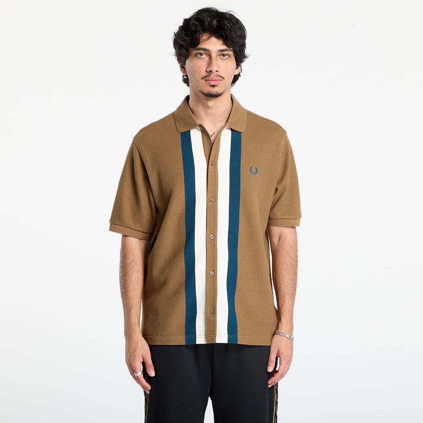 Polo majica Fred Perry Fred Perry Panelled Button Through Polo Shirt Smeđa | M8522 P96