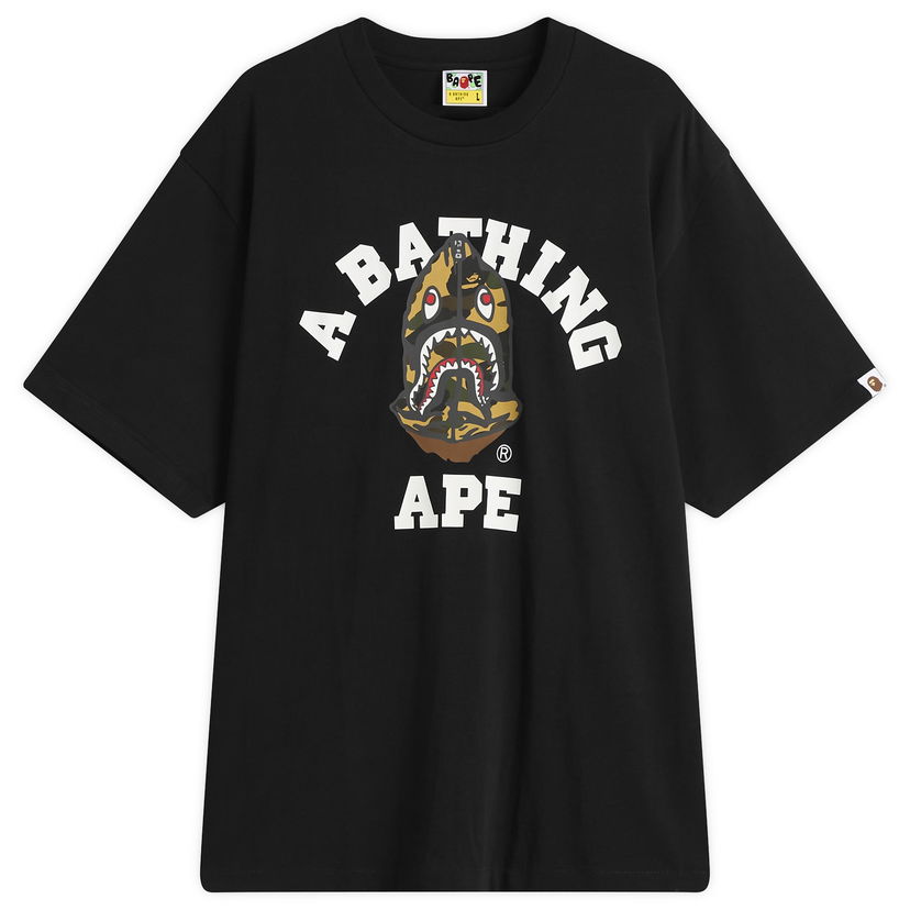 Majica kratkih rukava BAPE 1st Camo Shark Seijin College T-Shirt Crna | 001TEL801316M-BLK