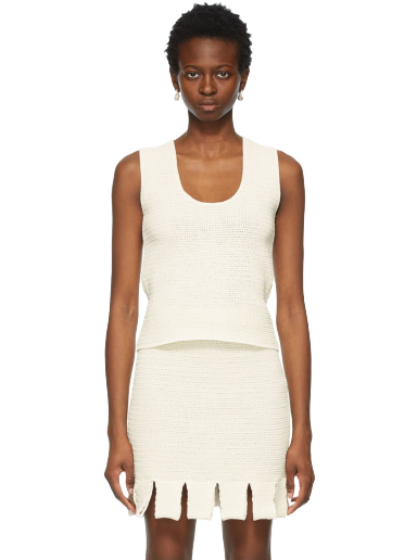 Majica bez rukava Bottega Veneta Mesh Tank Top Bež | 656576 V0S90