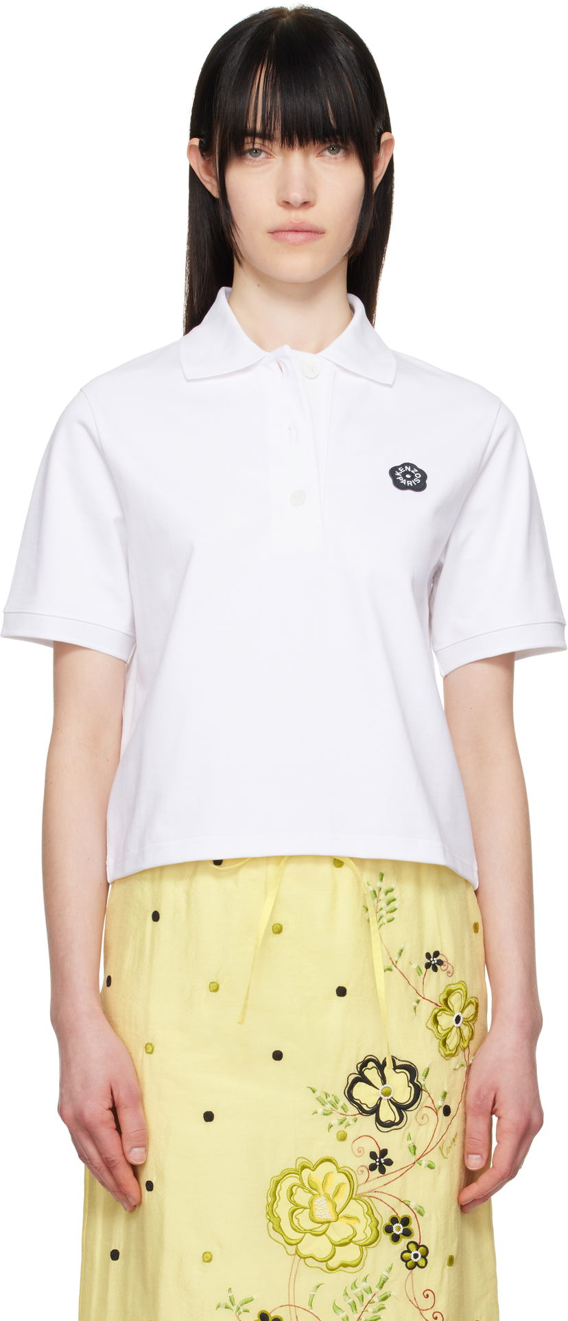 Polo majica KENZO Kenzo Paris 'Boke Flower 2.0' Embroidered Polo Bijela | FF52TS1604SB