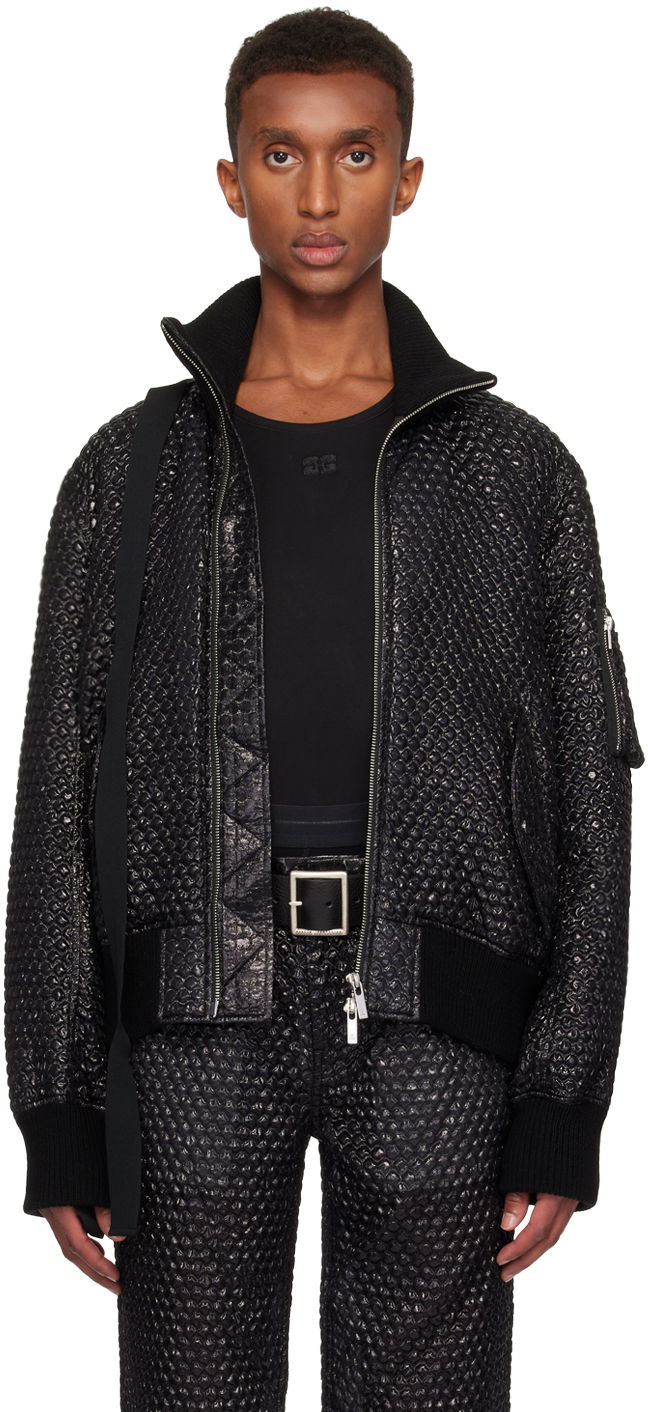 Bomber jakna Helmut Lang Helmut Lang Seatbelt Down Bomber Jacket Crna | O06HM199