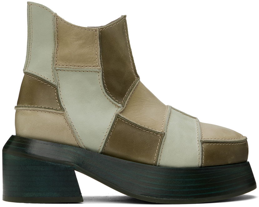 Kaputi Eckhaus Latta Eckhaus Latta Patchwork Ankle Boots Zelena | FEKLWPTWB93005