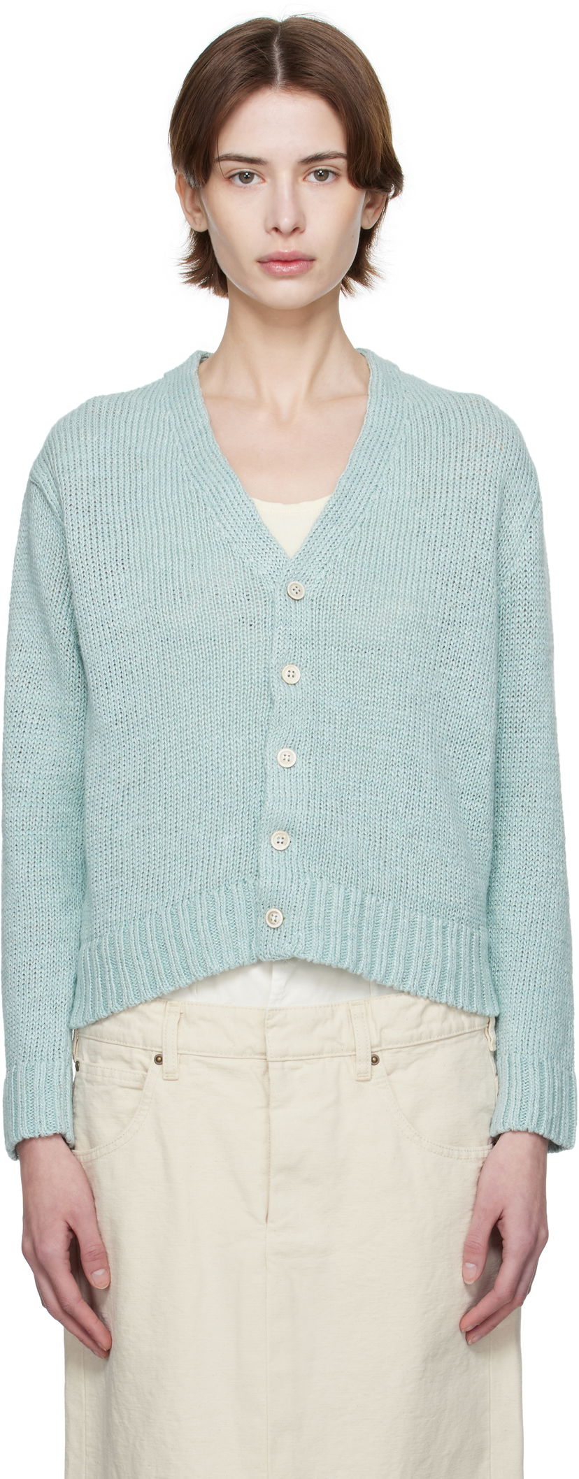 Džemper Maison Margiela Maison Margiela Hemp Knit Cropped Cardigan Zelena | S51HP0017 M13100