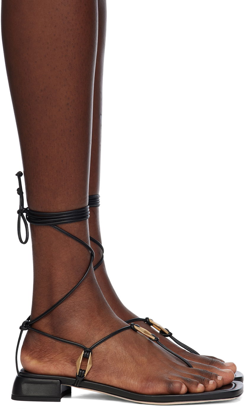 Odjeća Jimmy Choo Onyxia Flat Lace-Up Sandals Crna | ONYXIA FLAT CJA