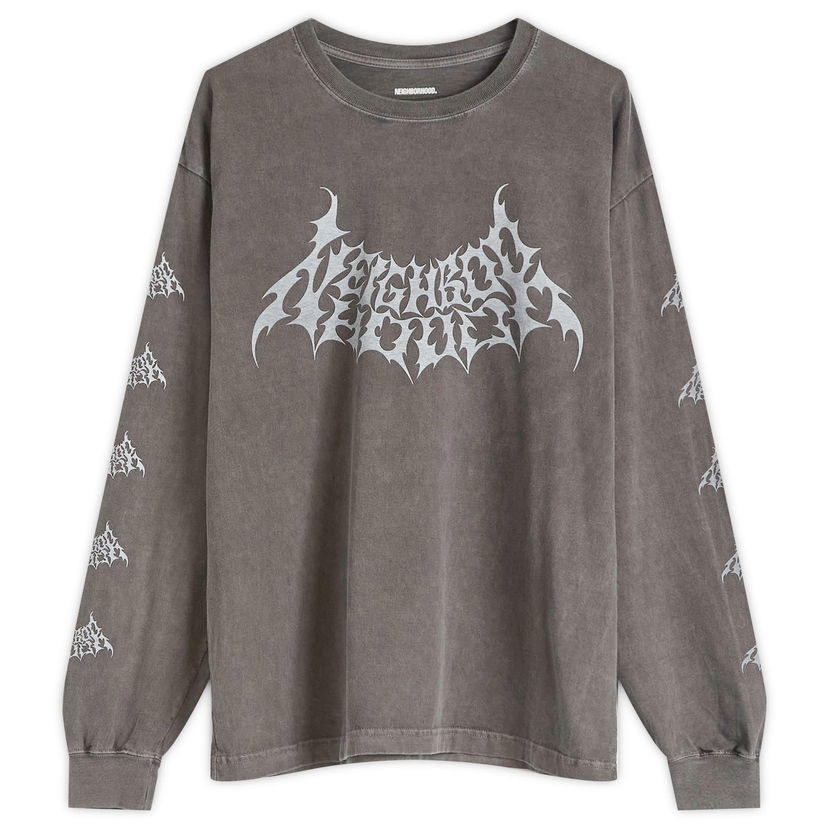 Majica kratkih rukava Neighborhood Neighborhood LS-4 Graphic Long Sleeve T-Shirt, Size Large Siva | 251PCNH-LT04-BLK