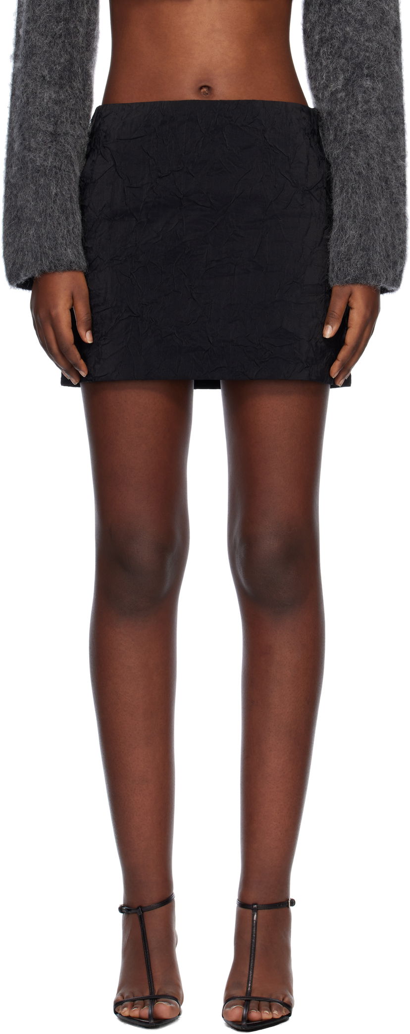 Suknja Nanushka Textured Miniskirt Crna | NW24FWSK39100