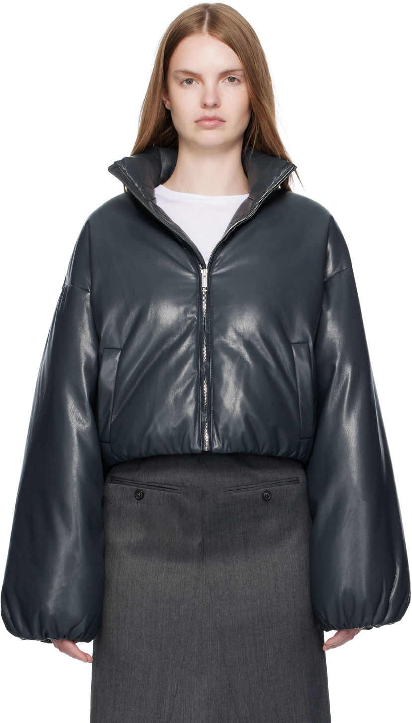 Pernata jakna Nanushka Nanushka Lilima Cropped Vegan Leather Puffer Jacket Crna | NW25PFJK01655