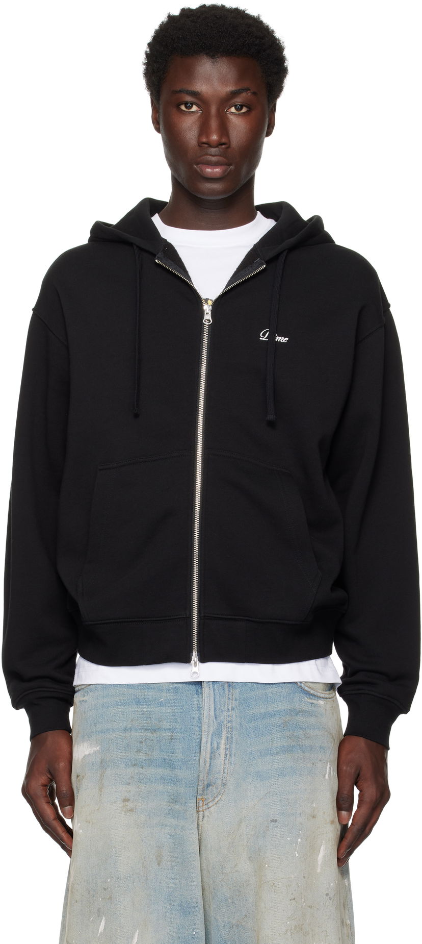 Dukserice Dime Cursive Small Logo Zip Hoodie Crna | DIMESU2549BLK