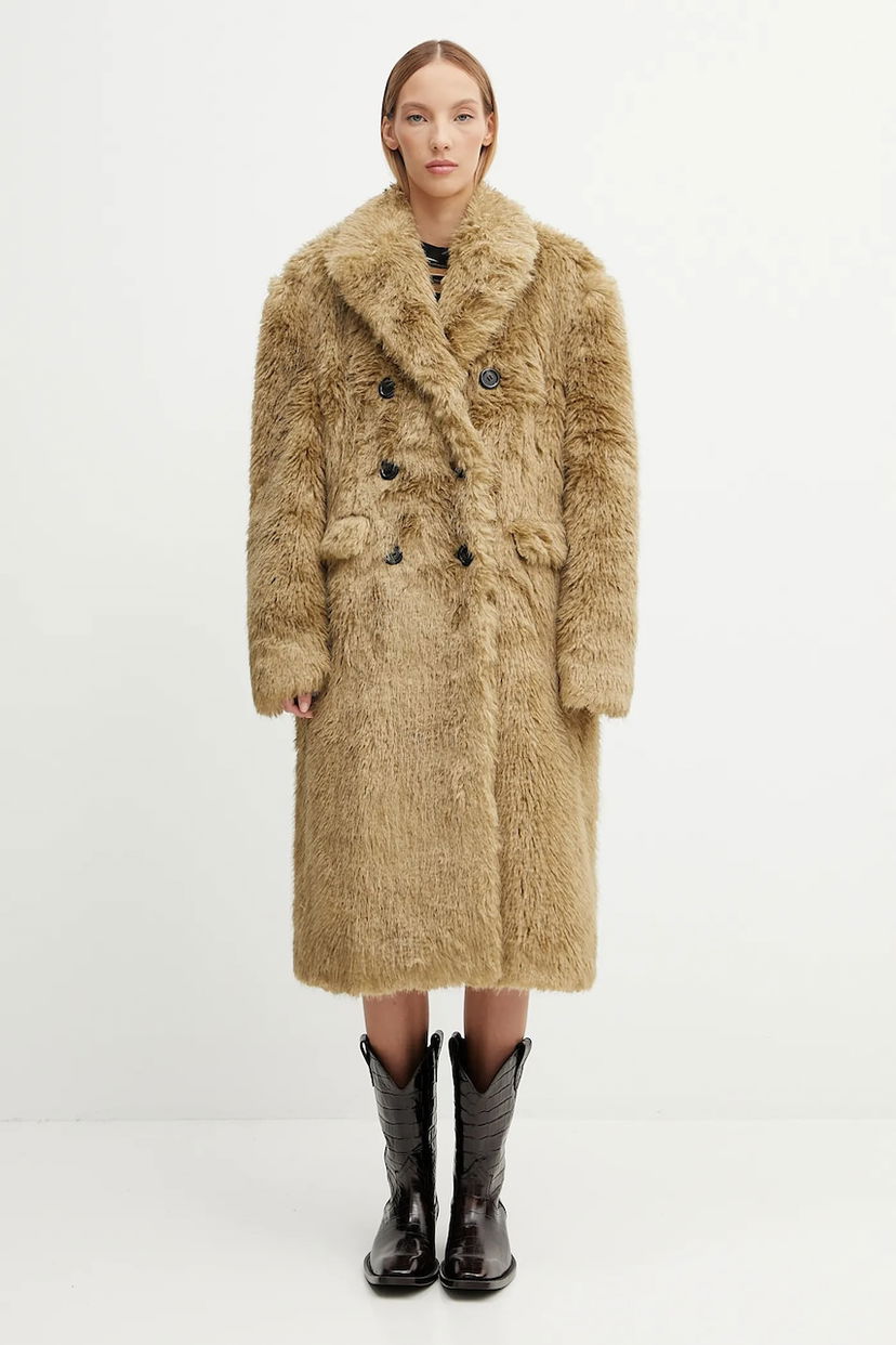 Kaputi Andersson Bell Andersson Bell Fields Fur Double-Breasted Coat Bež | awa727w