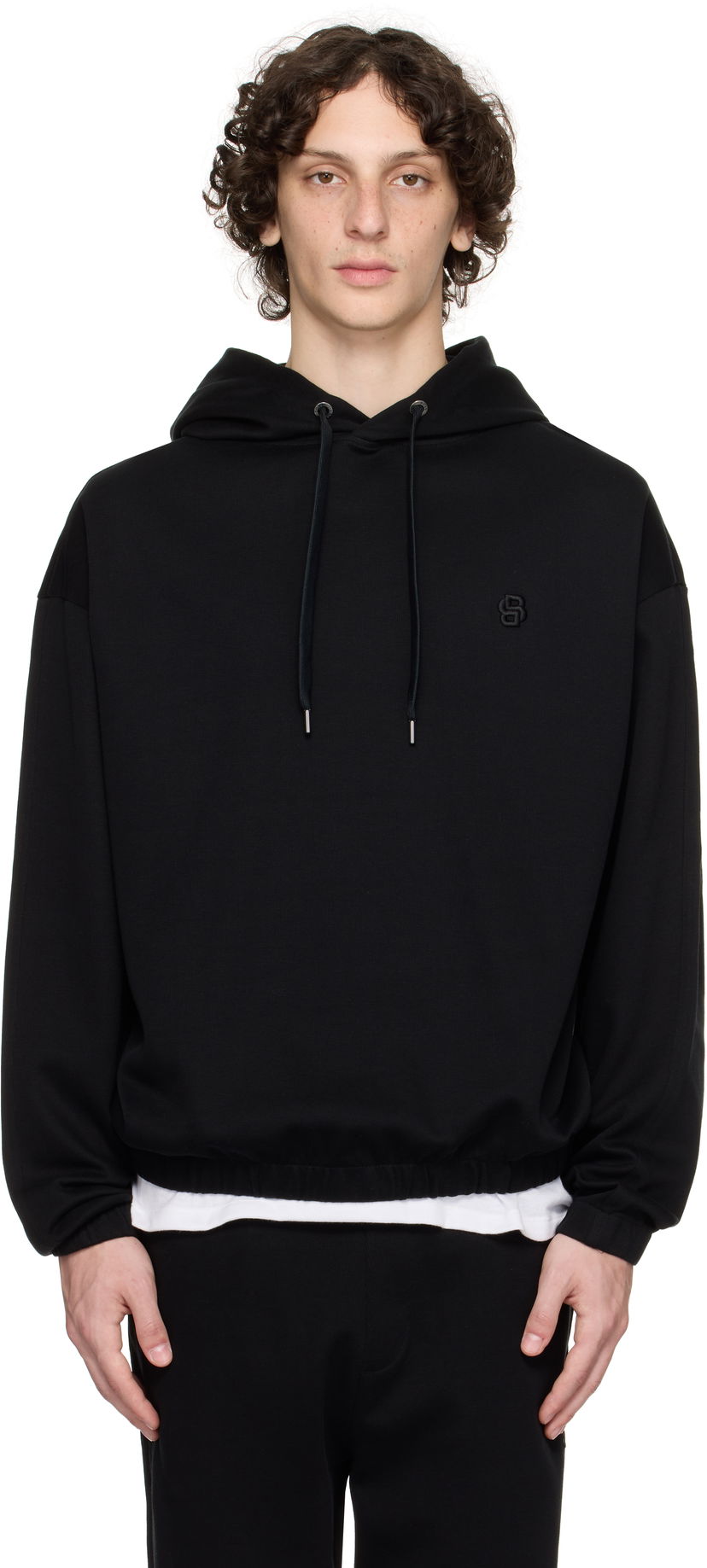 Dukserice BOSS BOSS Relaxed-Fit Mercerized Cotton Hoodie Crna | 50544099