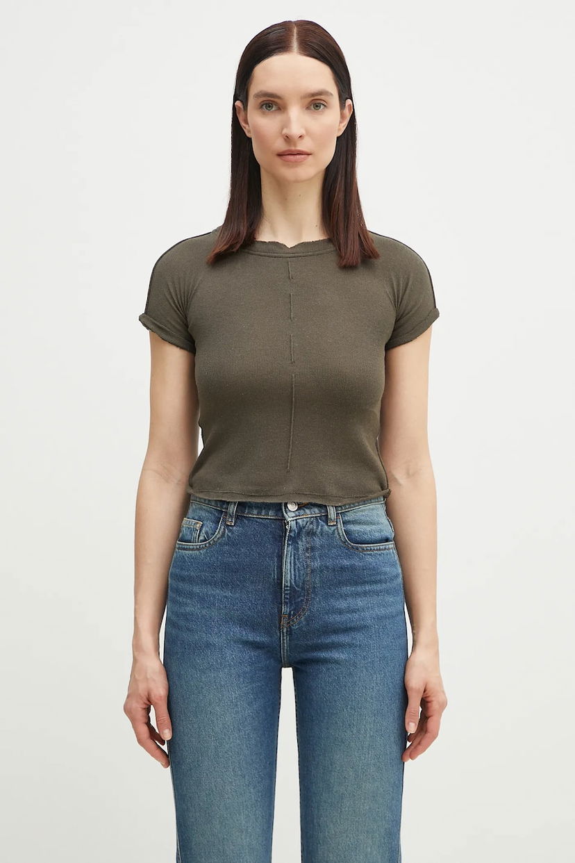 Crop top Ottolinger Ottolinger Deconstructed Linen T-Shirt Zelena | 105.101106.01