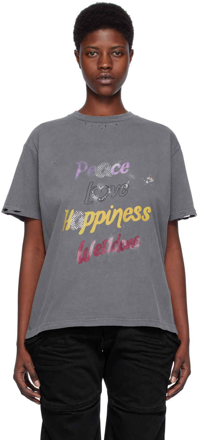 Majica kratkih rukava We11done We11done Lettering Graphic T-Shirt Siva | WD-TT0-24-705-U-CH