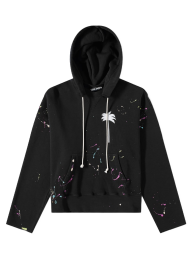 Dukserice Palm Angels Painted Palms Popover Hoody Crna | PMBB104S22FLE0011001