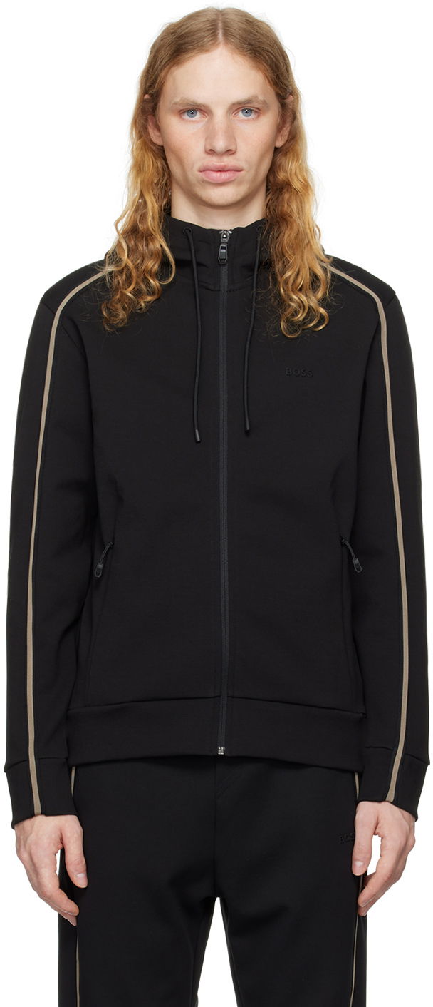 Dukserice BOSS Logo-Embossed Hoodie Crna | 50523912