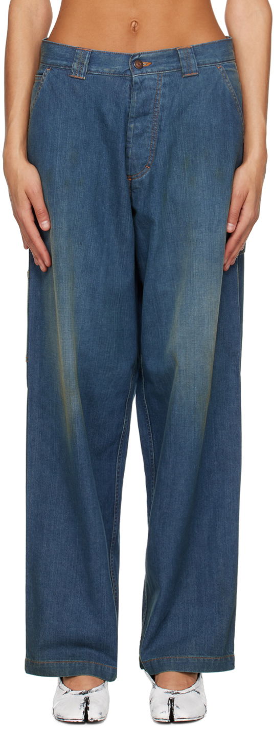 Jeans Maison Margiela Faded Denim Wide-Leg Jeans Plava | S51LA0171 S30876