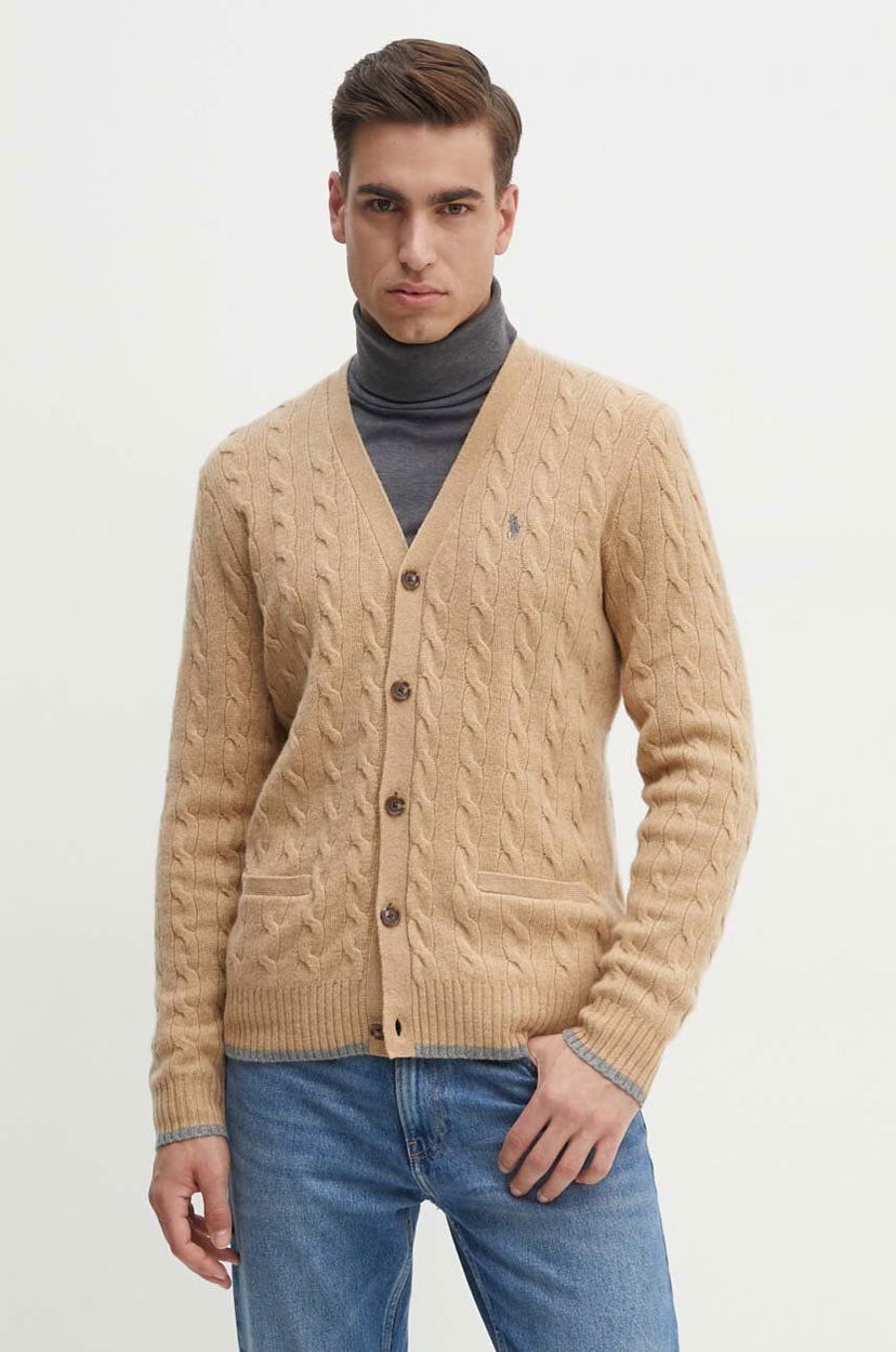 Džemper Polo by Ralph Lauren Cable-Knit Wool Cardigan Bež | 710949808