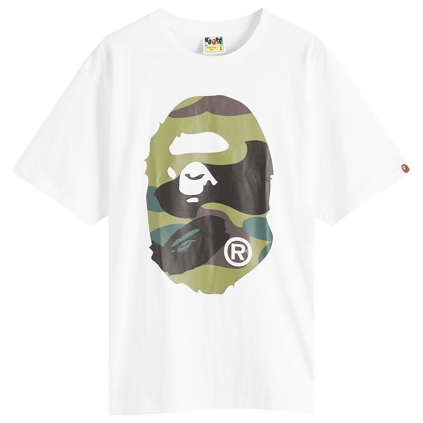 Majica kratkih rukava BAPE A Bathing Ape Giant 1St Camo Big Ape Head T-Shirt, Size Large Bijela | 001TEL301015M-WGN
