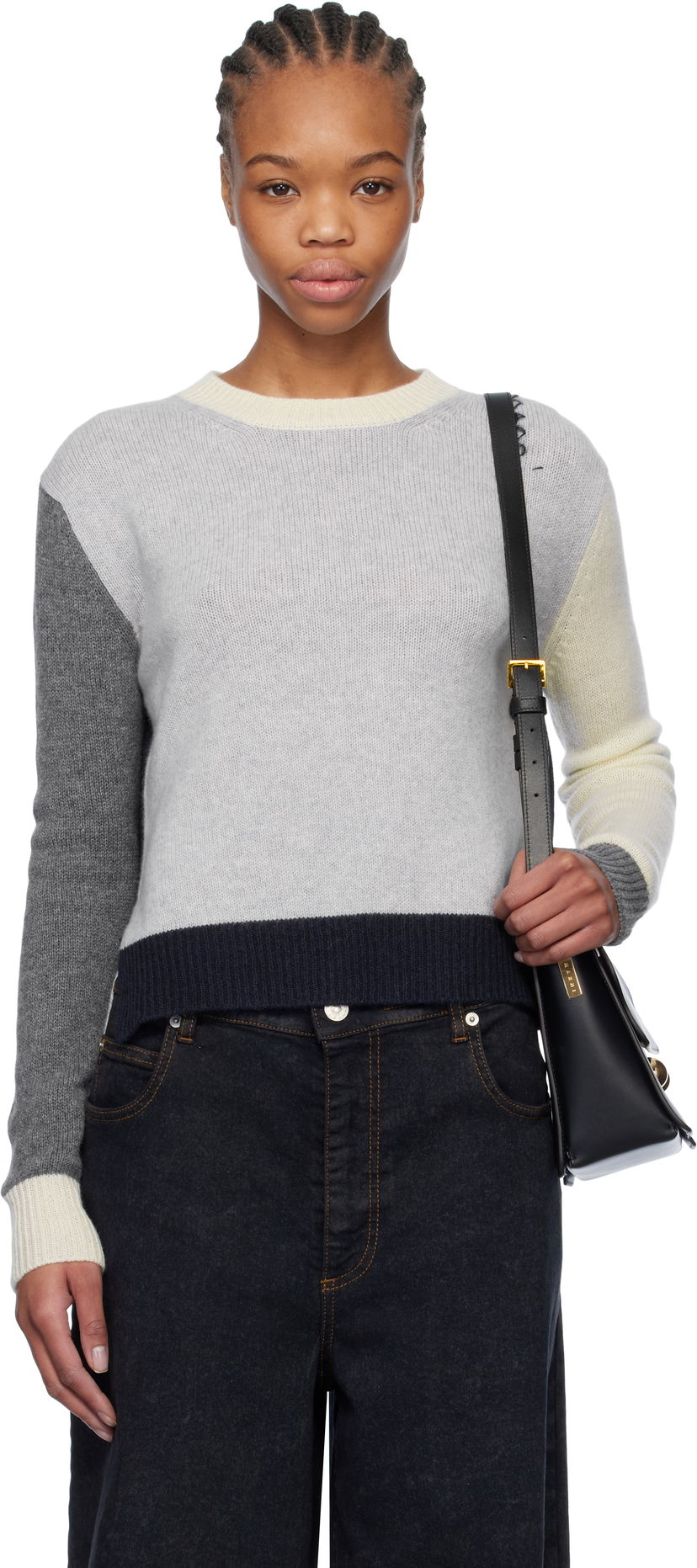 Džemper Marni Marni Color Block Cashmere Sweater Siva | GCMD0585Q0 UFX385