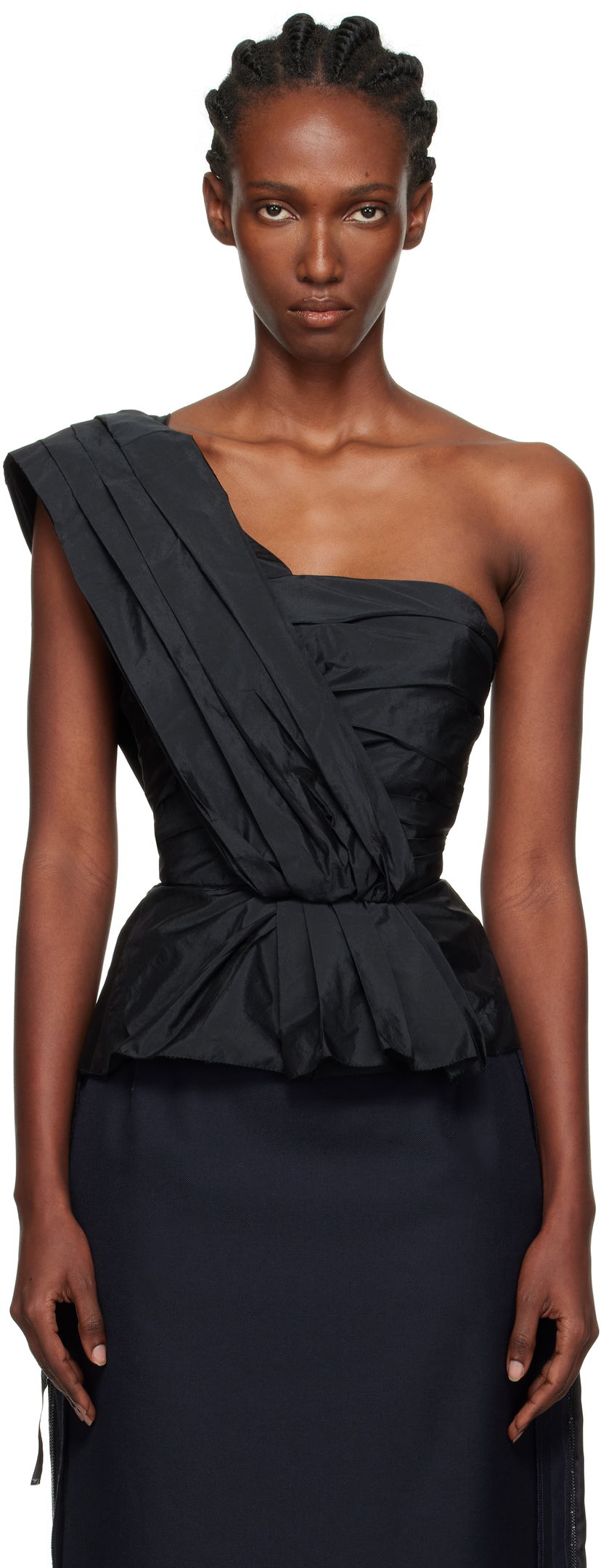 Majice i majice bez rukava Maison Margiela Maison Margiela Pleated One-Shoulder Top Crna | S51NC0629 M35350