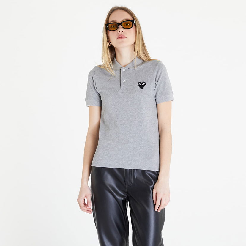 Majica kratkih rukava Comme des Garçons PLAY Heart Logo Polo Short Sleeve Tee Siva | AZT077 Grey