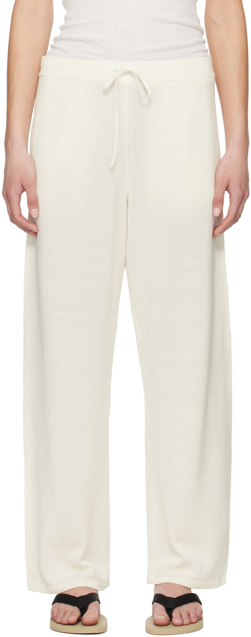 Trenirka The Row The Row Jory Knitted Drawstring Trousers Bijela | 8809-Y889