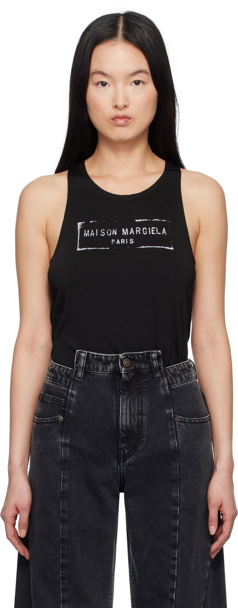 Majica bez rukava Maison Margiela Maison Margiela Logo Tank Top Crna | S51NL0048 S24522