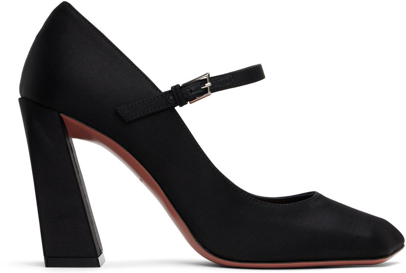 Tenisice i cipele Amina Muaddi Charlotte Mary Jane Heels Crna | CHARLOTTE MARY JANE SATIN