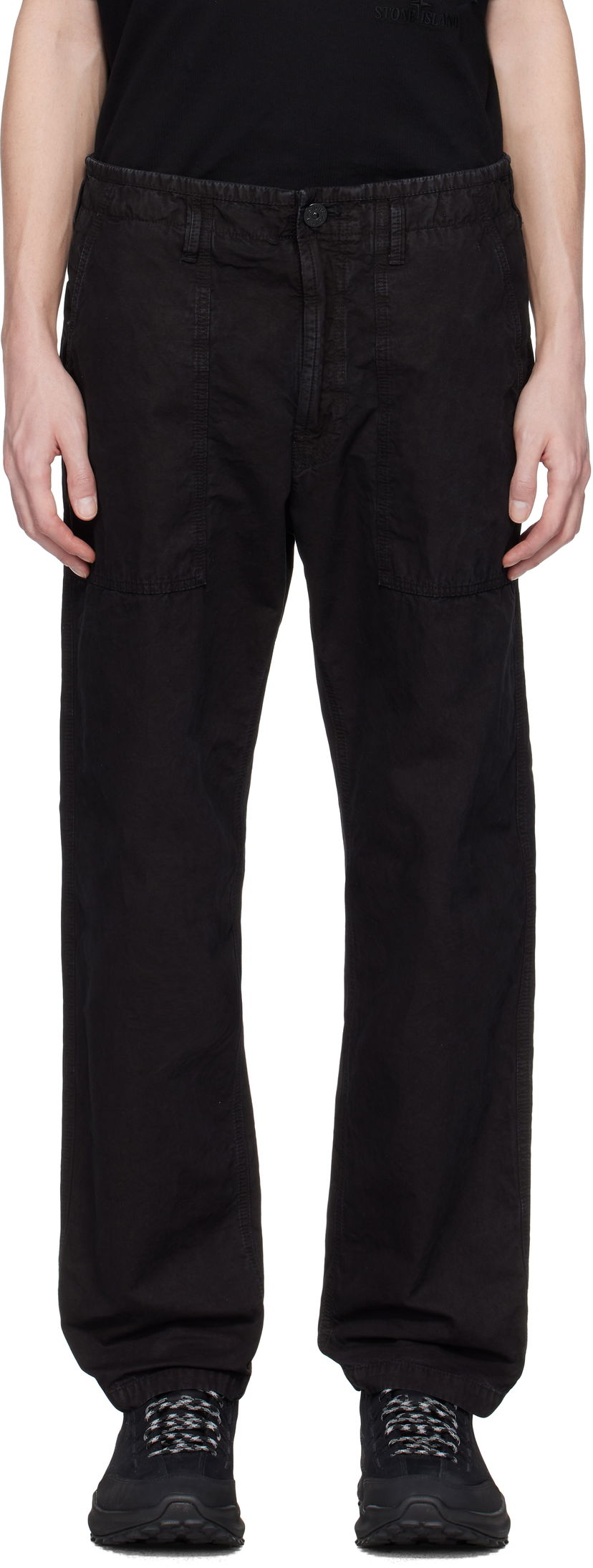 Cargo hlače Stone Island Stone Island Brushed Organic Cotton Canvas Old Effect Trousers Crna | K1S15 3100023 S00WA