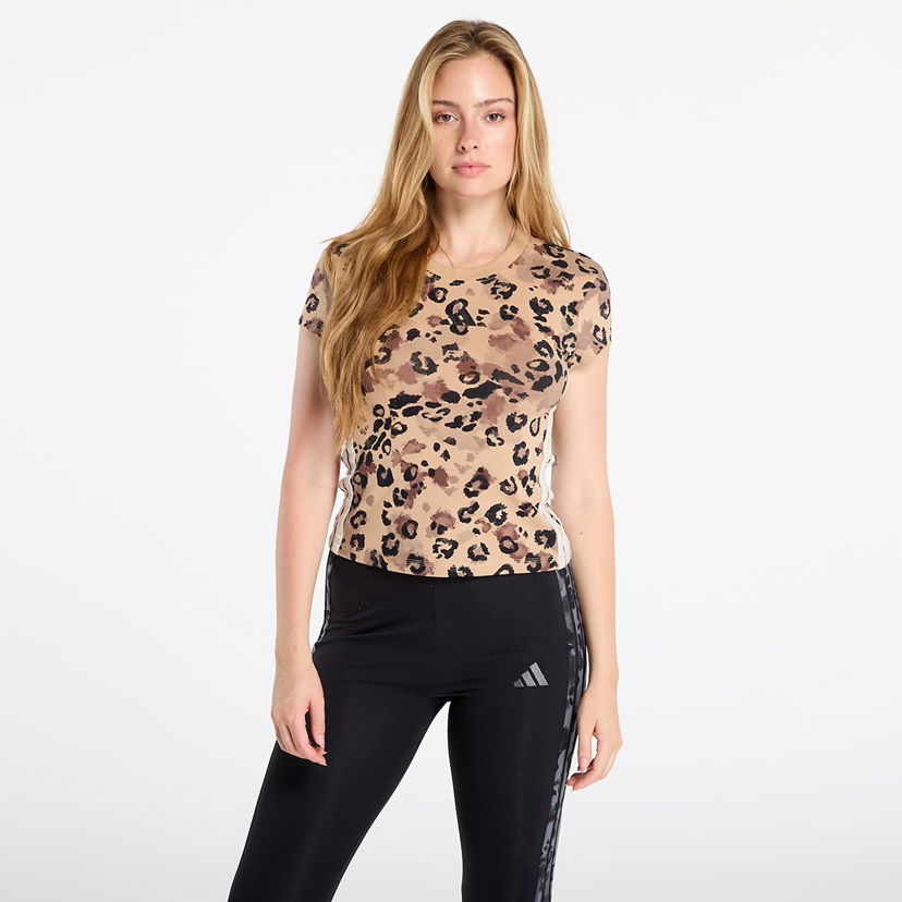 Majica kratkih rukava adidas Performance adidas Animal Print 3-Stripes T-Shirt Bež | JM1853