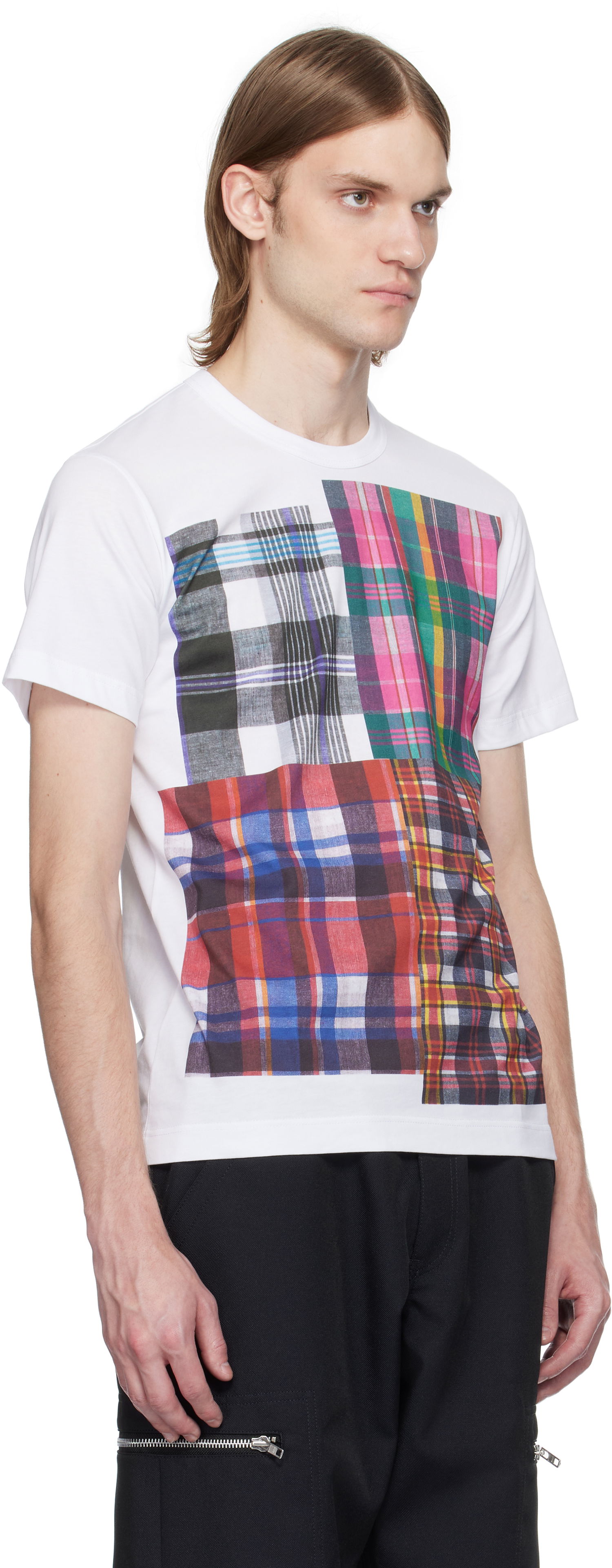 Majica kratkih rukava Comme des Garçons Comme des Garçons Shirt Tartan Square Print T-Shirt Bijela | FO-T007-051, 1
