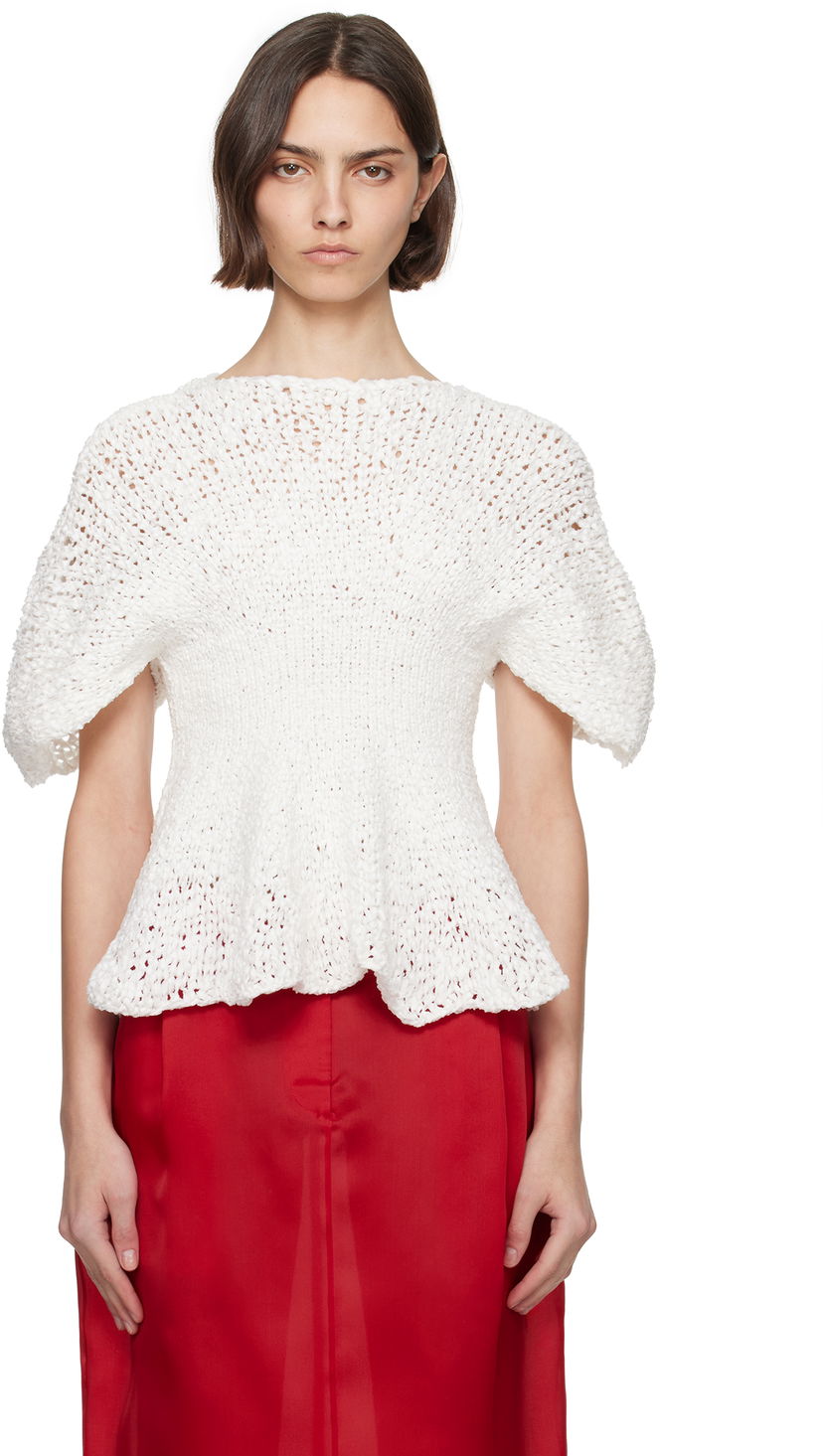 Džemper Khaite KHAITE Mathilde Peplum Knit Top Bijela | 9812121