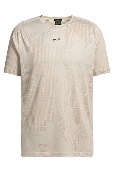 Majica kratkih rukava BOSS BOSS Active Jacquard-Pattern T-Shirt with Moisture Management Bež | 50537755