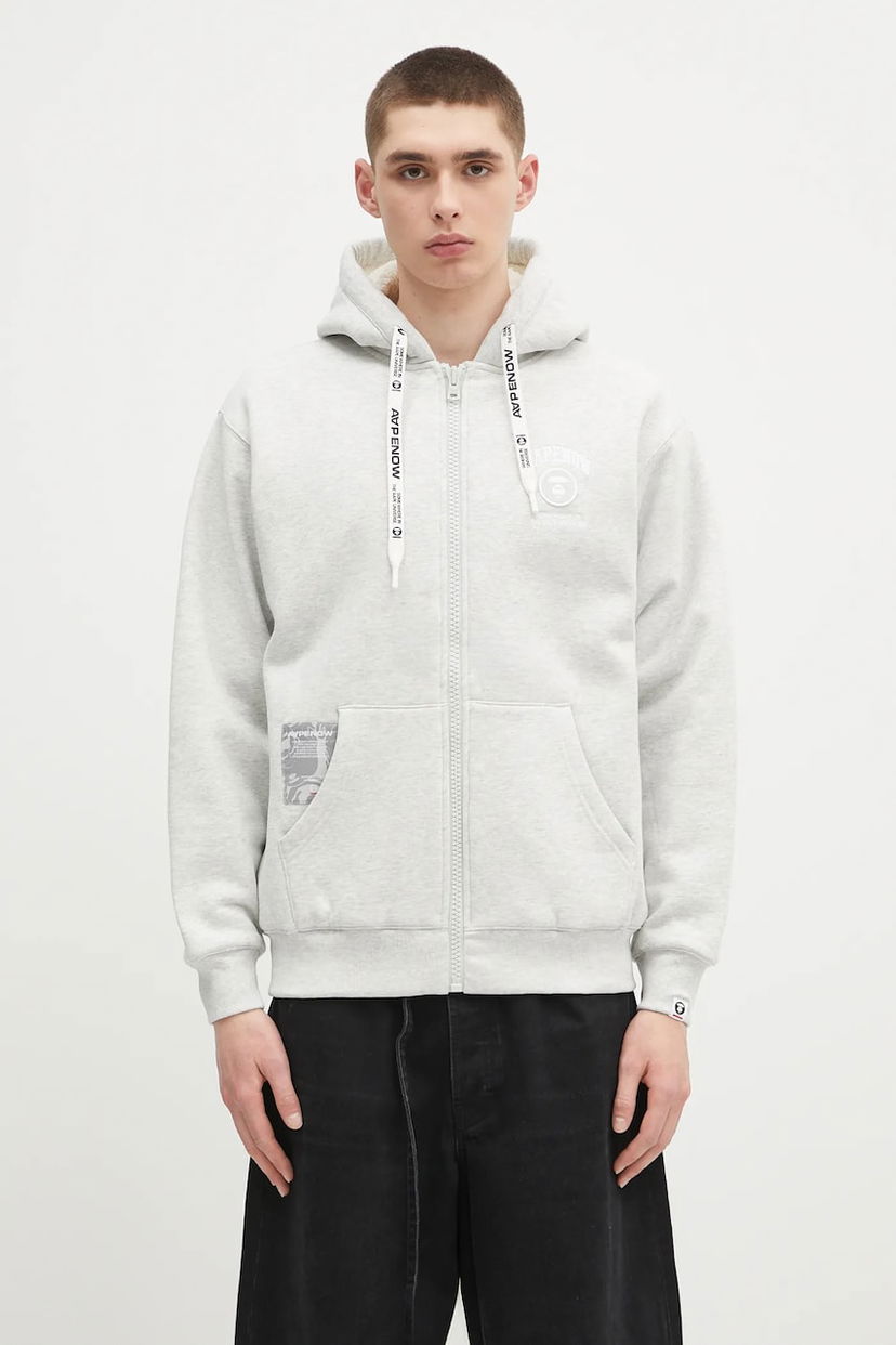 Dukserice AAPE by A Bathing Ape AAPE Now Zip Up Hoodie Siva | AAPSWMB332XAN