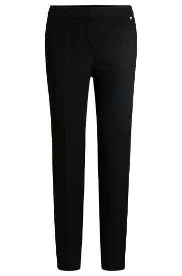 Hlače BOSS Slim Fit Stretch Trousers with Logo Rivet Crna | 50539991