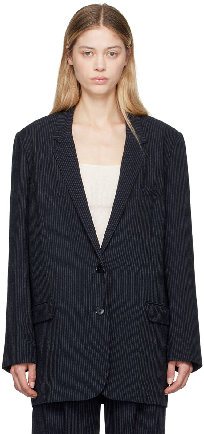 Jakna ISABEL MARANT Pinstriped Single-Breasted Blazer Plava | VE0367FA-B3F01I