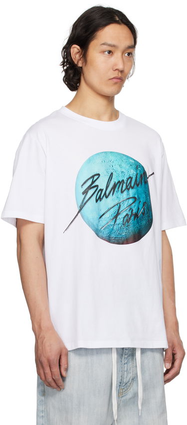 Majica kratkih rukava Balmain Balmain Paris Logo & Planet Graphic T-Shirt Bijela | EH0EG010GE80, 1