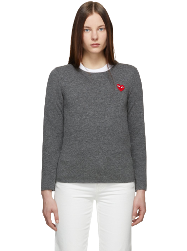Džemper Comme des Garçons PLAY Heart Patch Sweater Siva | P1N067