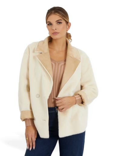 Jakna GUESS Faux Fur Jacket Bež | W4RL37WFZV0