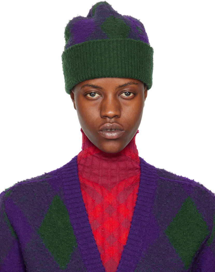 Kapica Burberry Argyle Beanie Zelena | 8077626